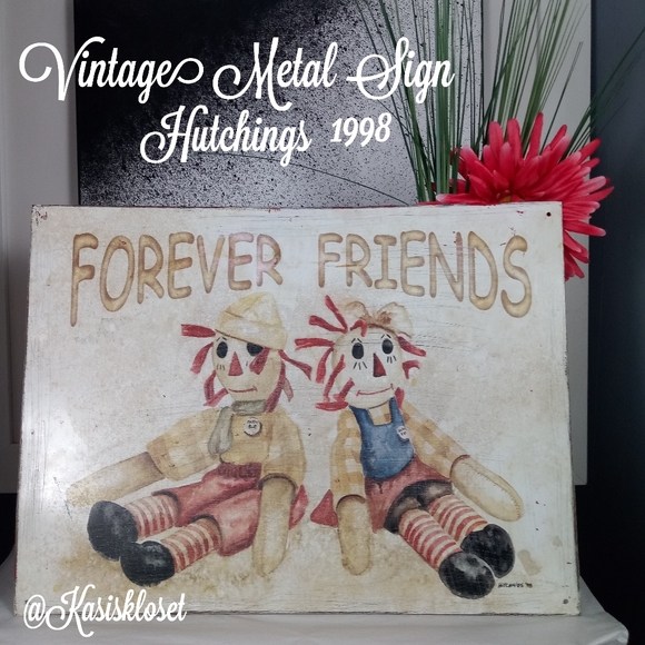 Vintage Raggedy Ann & Andy 1998 Metal Sign Retro Throwback Kids Room Decor *WEAR - Picture 2 of 9